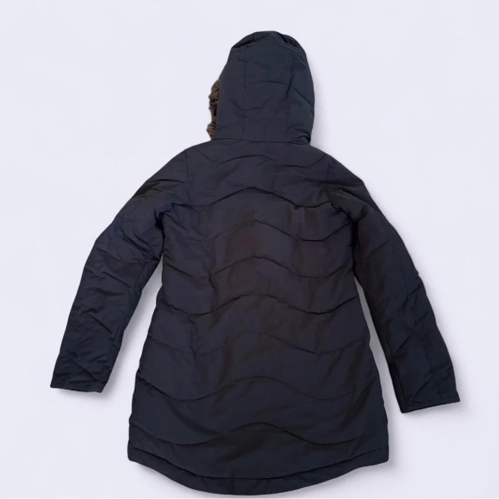 Roxy Black Puffer Parka Coat with Fur Hood - Size Small - Dryflight 5K - Picture 2 of 3